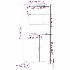 Skříň highboard dub sonoma 69,5 x 34 x 180 cm kompozitní dřevo - obrázek 13