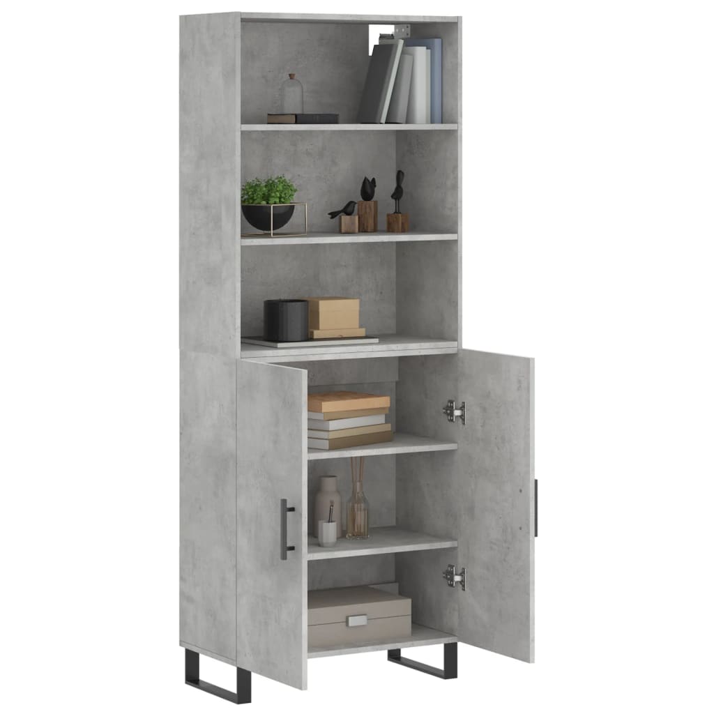 vidaXL Hoge kast 69,5x34x180 cm bewerkt hout betongrijs
