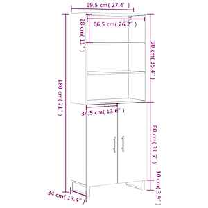 Skříň highboard betonově šedá 69,5x34x180 cm kompozitní dřevo - obrázek 13