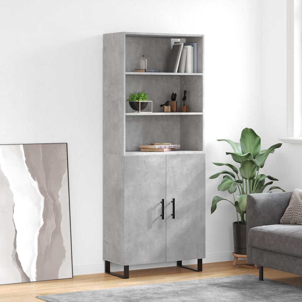 vidaXL Kaappi betoninharmaa 69,5x34x180 cm tekninen puu