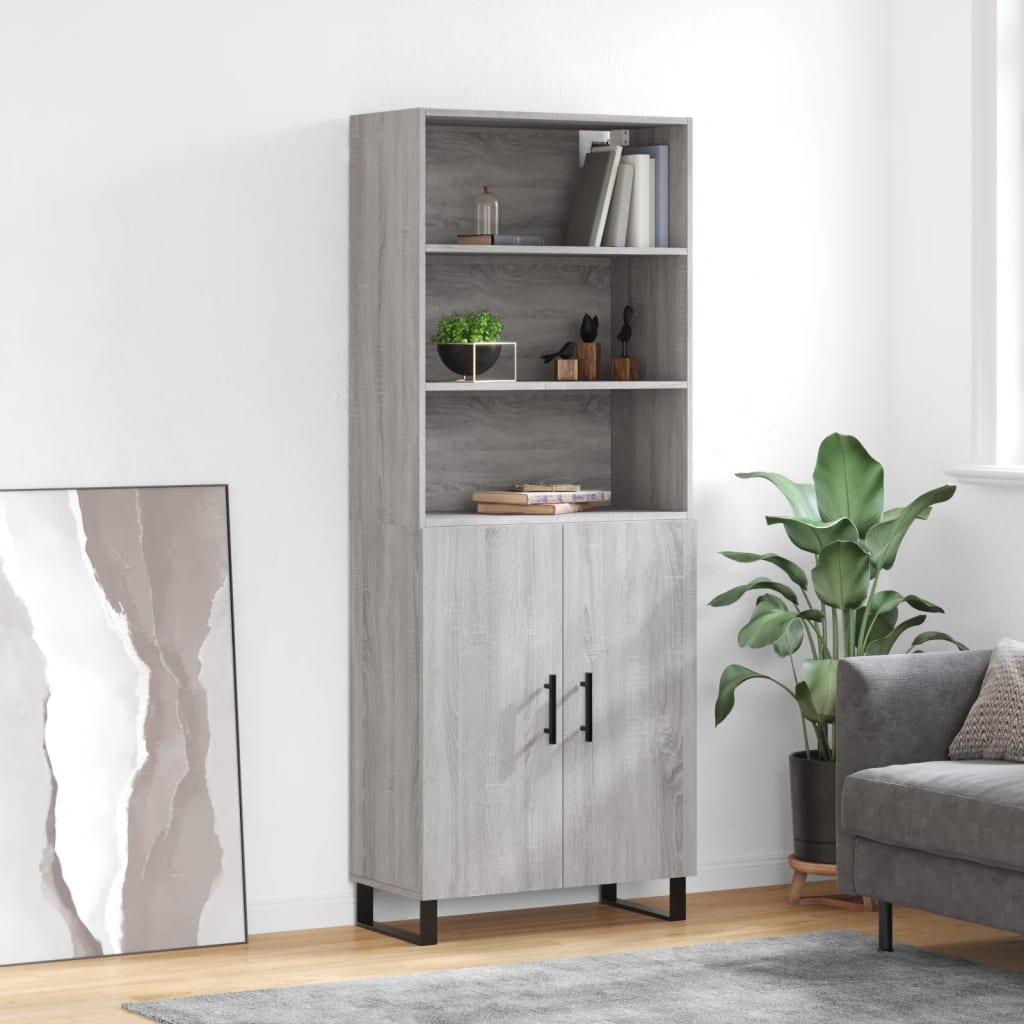 vidaXL Highboard Grau Sonoma 69,5x34x180 cm Holzwerkstoff