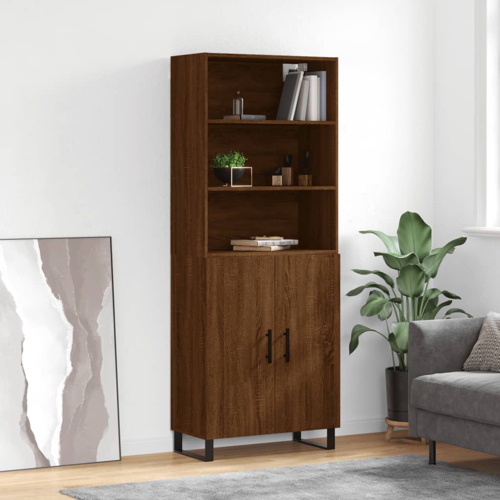 Highboard Braun Eichen-Optik 69,5x34x180 cm Holzwerkstoff