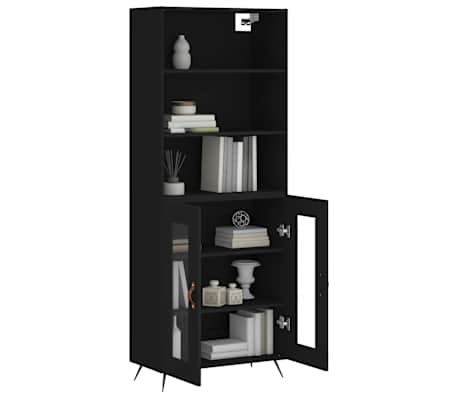 vidaXL Highboard Schwarz 69,5x34x180 cm Holzwerkstoff
