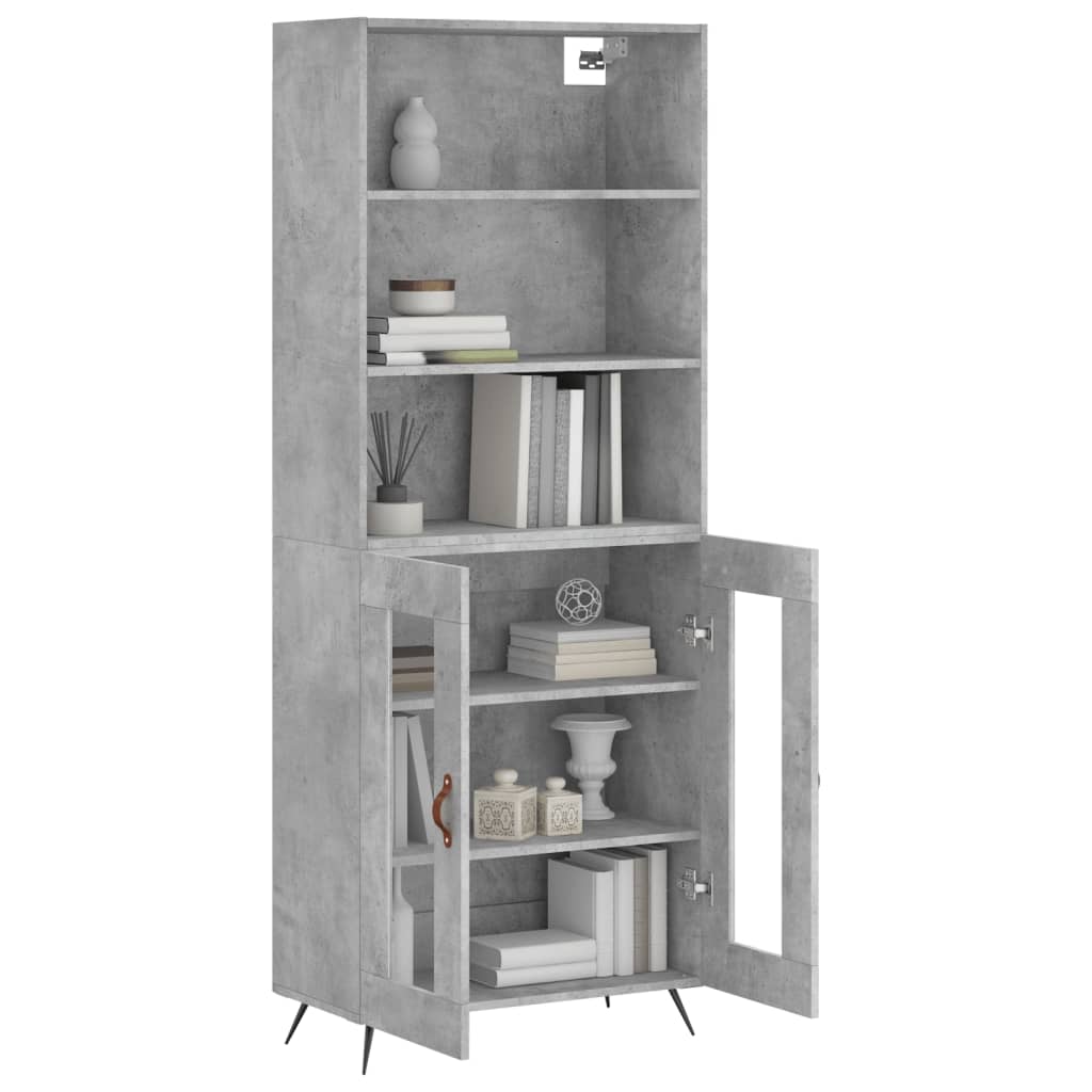 vidaXL Hoge kast 69,5x34x180 cm bewerkt hout betongrijs afbeelding