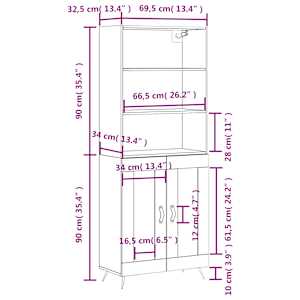 Skříň highboard betonově šedá 69,5x34x180 cm kompozitní dřevo - obrázek 13
