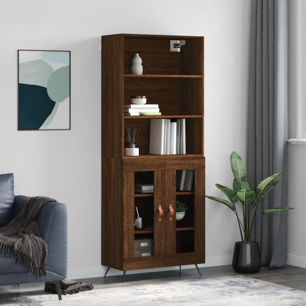 vidaXL Highboard Braun Eichen-Optik 69,5x34x180 cm Holzwerkstoff