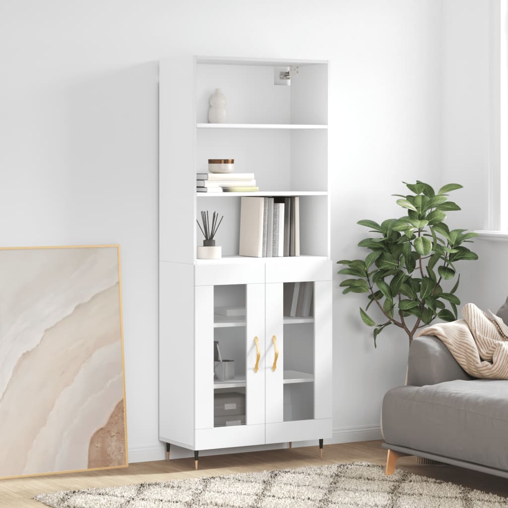 Skříň highboard bílá 69,5 x 34 x 180 cm kompozitní dřevo