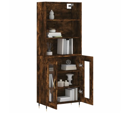 vidaXL Buffet haut Chêne fumé 69,5x34x180 cm Bois d'ingénierie