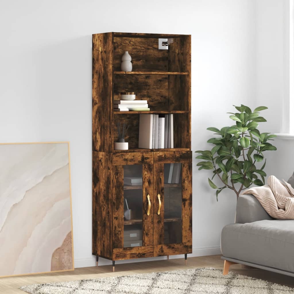 Skříň highboard kouřový dub 69,5 x 34 x 180 cm kompozitní dřevo