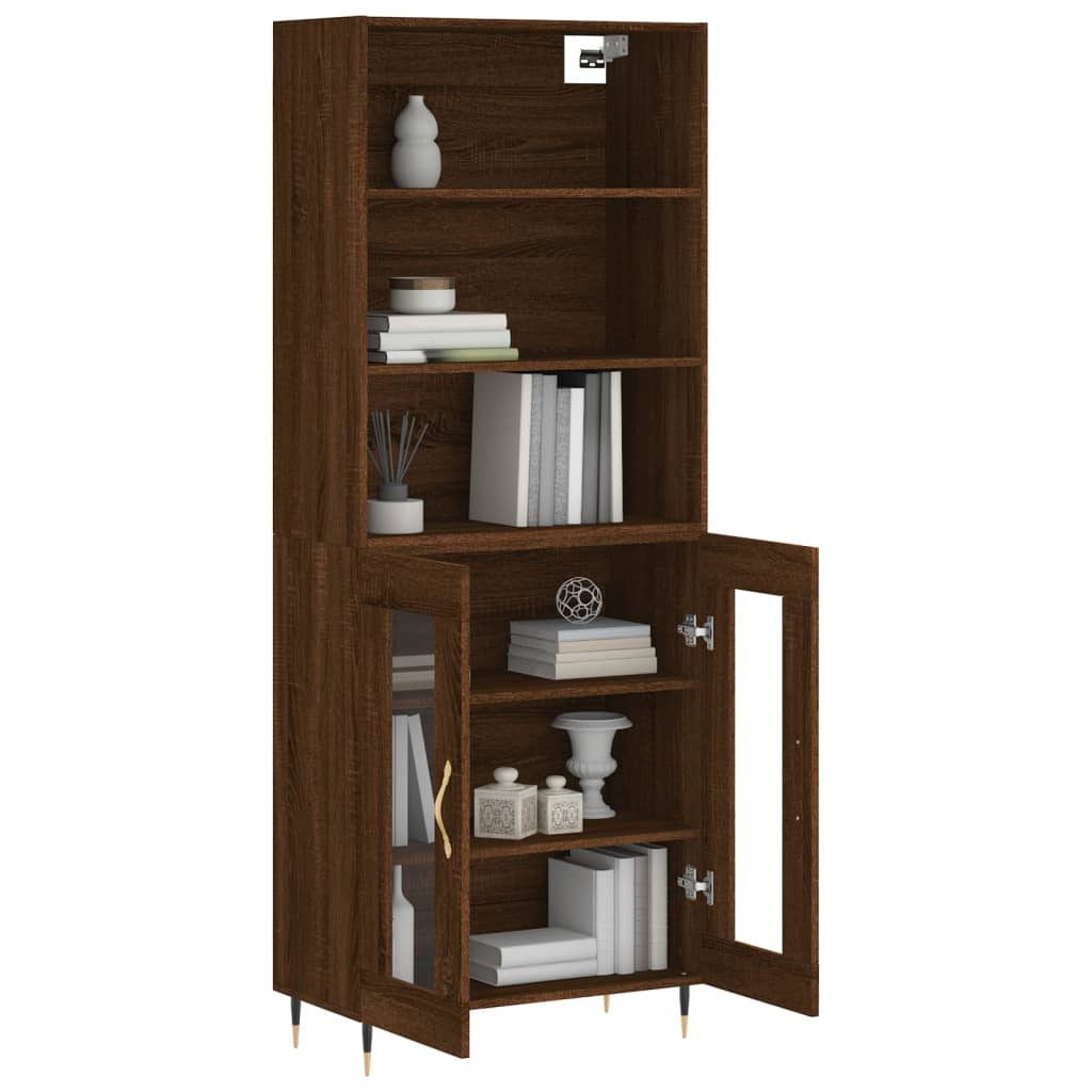 vidaXL Hoge kast 69,5x34x180 cm bewerkt hout bruin eikenkleur afbeelding
