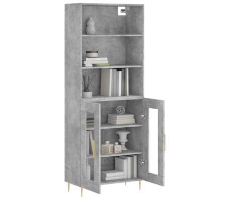 vidaXL Highboard Concrete Grey 69.5x34x180 cm Engineered Wood