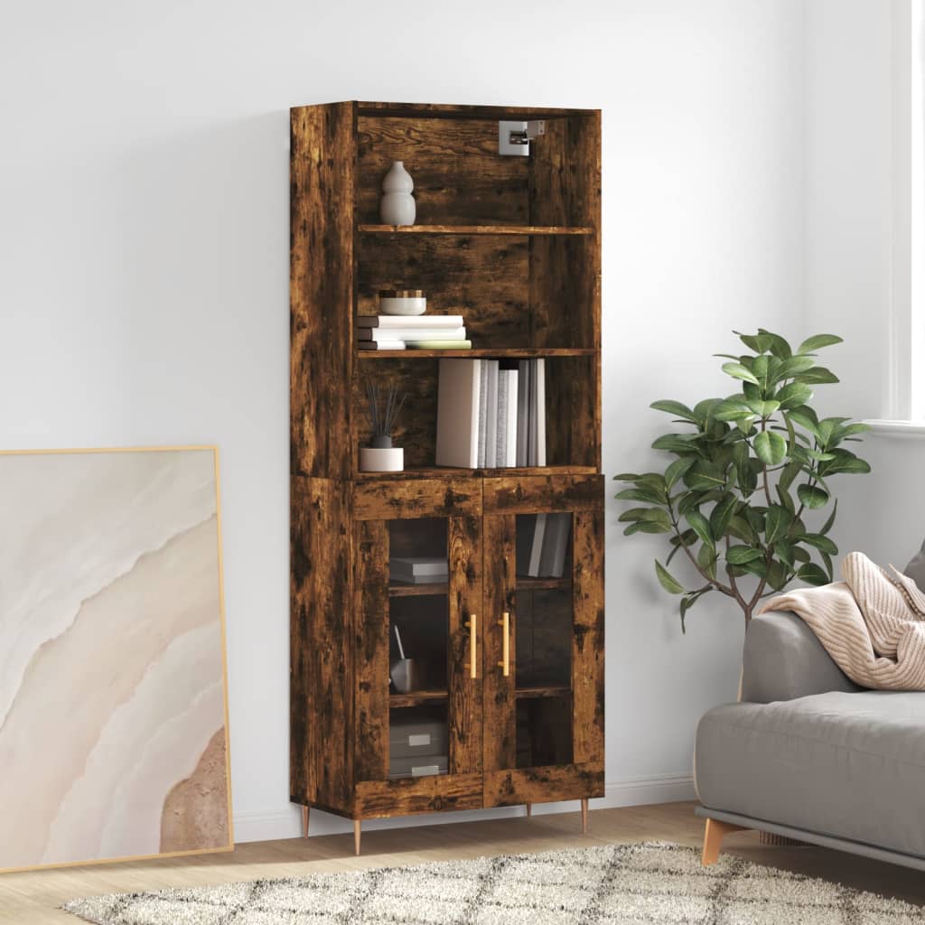 Skříň highboard kouřový dub 69,5 x 34 x 180 cm kompozitní dřevo