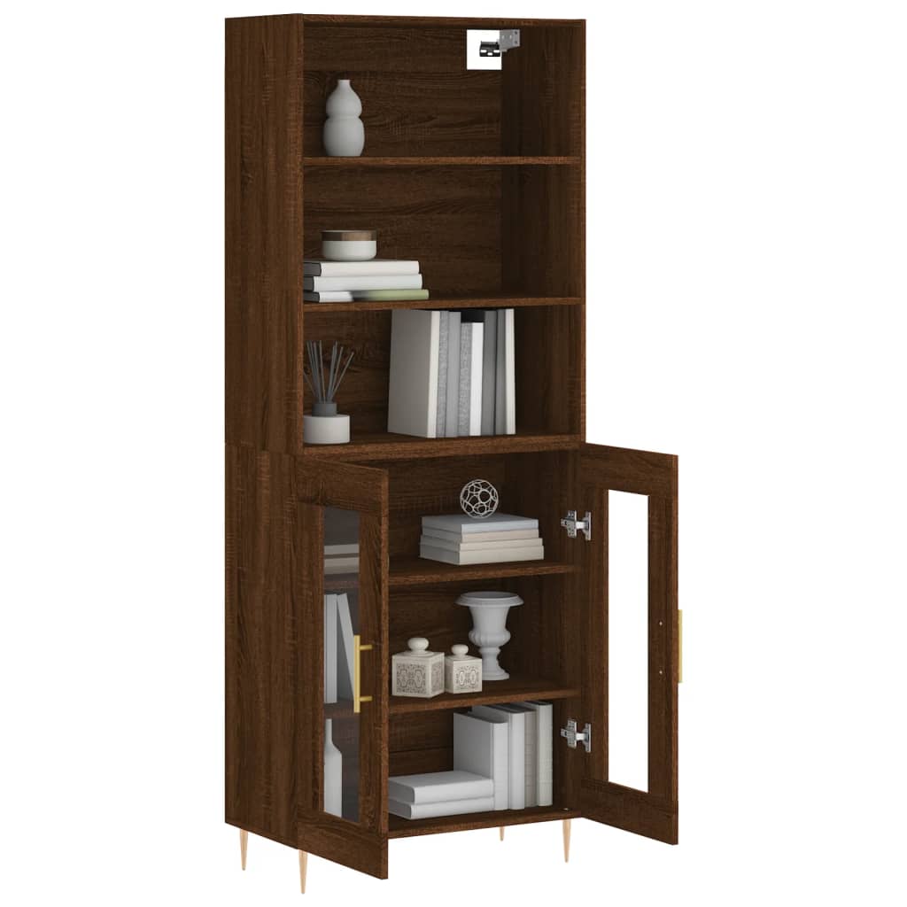vidaXL Hoge kast 69,5x34x180 cm bewerkt hout bruin eikenkleur afbeelding