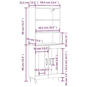 Skříň highboard bílá 69,5 x 34 x 180 cm kompozitní dřevo - obrázek 13