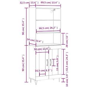 Skříň highboard dub sonoma 69,5 x 34 x 180 cm kompozitní dřevo - obrázek 13