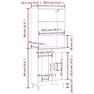 Skříň highboard betonově šedá 69,5x34x180 cm kompozitní dřevo - obrázek 13