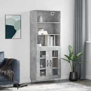 Skříň highboard betonově šedá 69,5x34x180 cm kompozitní dřevo - obrázek 1
