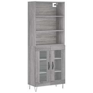 Skříň highboard šedá sonoma 69,5 x 34 x 180 cm kompozitní dřevo - obrázek 2