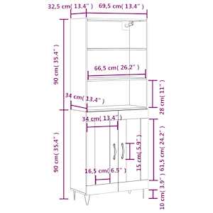 Skříň highboard šedá sonoma 69,5 x 34 x 180 cm kompozitní dřevo - obrázek 13