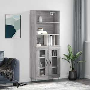 Skříň highboard šedá sonoma 69,5 x 34 x 180 cm kompozitní dřevo - obrázek 1
