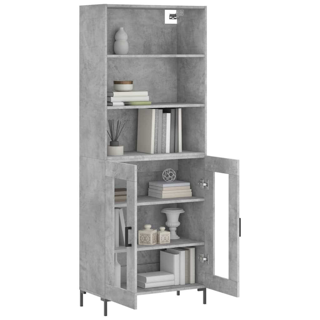 vidaXL Hoge kast 69,5x34x180 cm bewerkt hout betongrijs afbeelding