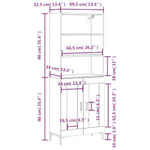 Skříň highboard betonově šedá 69,5x34x180 cm kompozitní dřevo - obrázek 13