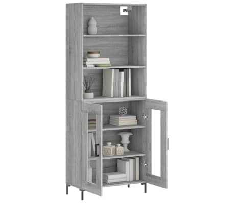vidaXL Highboard gr&aring; sonoma 69,5x34x180 cm konstruert tre