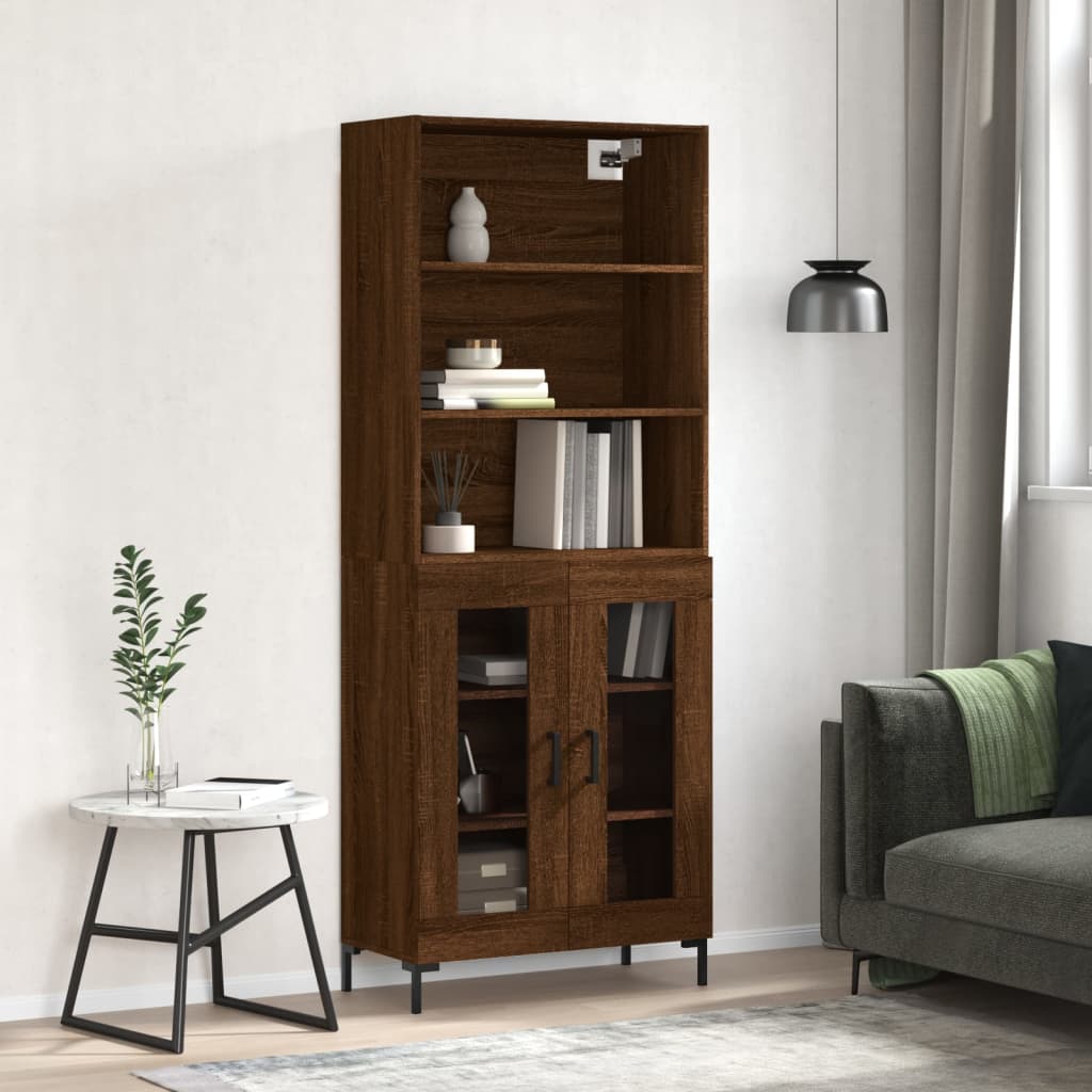 Skříň highboard hnědý dub 69,5 x 34 x 180 cm kompozitní dřevo