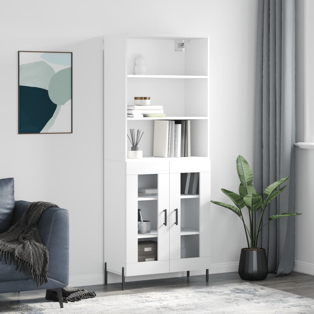 Skříň highboard bílá 69,5 x 34 x 180 cm kompozitní dřevo