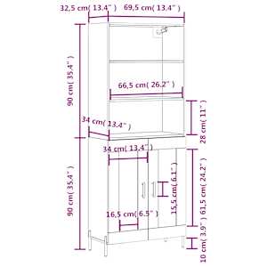 Skříň highboard betonově šedá 69,5x34x180 cm kompozitní dřevo - obrázek 13
