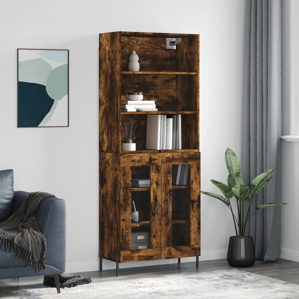 Skříň highboard kouřový dub 69,5 x 34 x 180 cm kompozitní dřevo