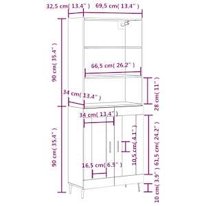 Skříň highboard betonově šedá 69,5x34x180 cm kompozitní dřevo - obrázek 13