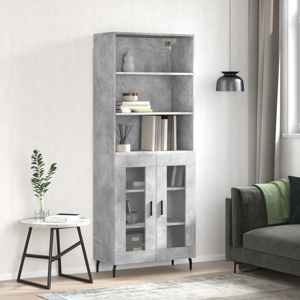 Skříň highboard betonově šedá 69,5x34x180 cm kompozitní dřevo