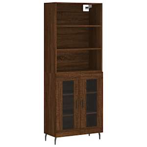 Skříň highboard hnědý dub 69,5 x 34 x 180 cm kompozitní dřevo - obrázek 2