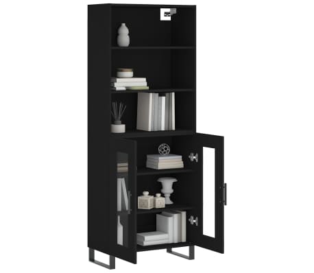 vidaXL Dulap &icirc;nalt, negru, 69,5x34x180 cm, lemn compozit