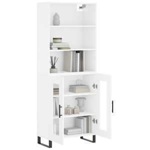 vidaXL Skř&iacute;ň highboard leskl&aacute; b&iacute;l&aacute; 69,5 x 34 x 180 cm kompozitn&iacute; dřevo