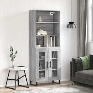 Skříň highboard šedá sonoma 69,5 x 34 x 180 cm kompozitní dřevo - obrázek 1