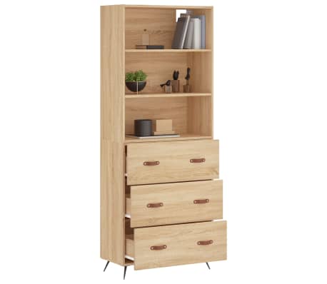 vidaXL Highboard sonoma eik 69,5x34x180 cm konstruert tre