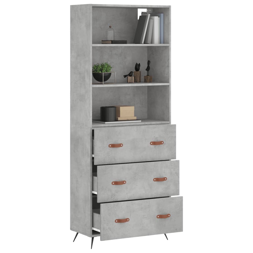 vidaXL Highboard betonggrå 69,5x34x180 cm konstruert tre