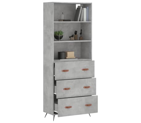 vidaXL Highboard betonggrå 69,5x34x180 cm konstruert tre