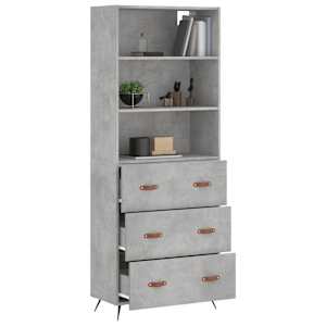 Skříň highboard betonově šedá 69,5x34x180 cm kompozitní dřevo - obrázek 3