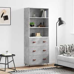 Skříň highboard betonově šedá 69,5x34x180 cm kompozitní dřevo - obrázek 1