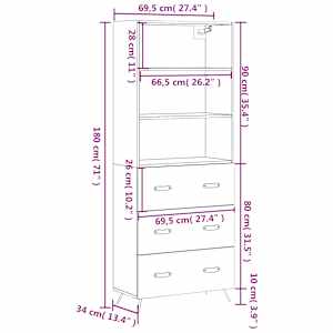 Skříň highboard šedá sonoma 69,5 x 34 x 180 cm kompozitní dřevo - obrázek 13