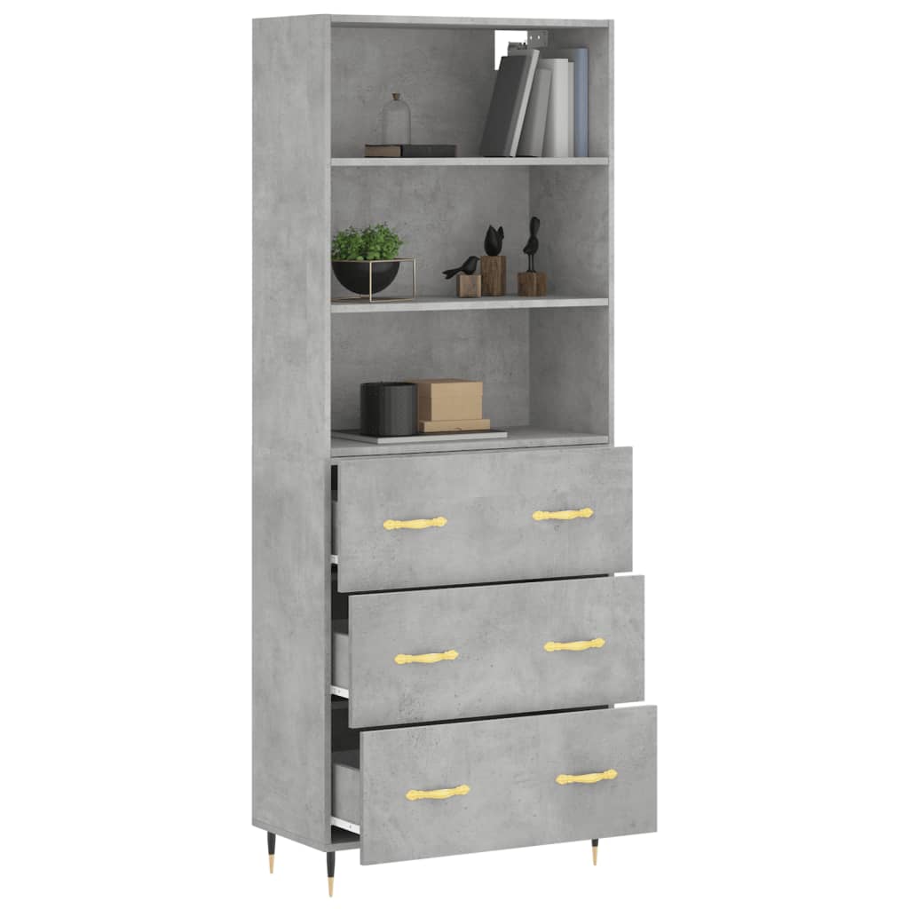 Thumbnail - vidaXL Highboard Betongrau 69,5x34x180 cm Holzwerkstoff