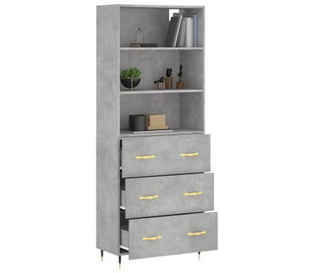 vidaXL augstais skapis, pelēks, 69,5x34x180 cm, inženierijas koks