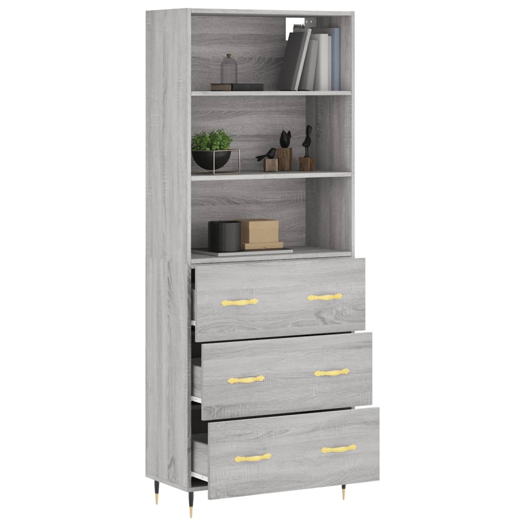 vidaXL Hoge kast 69,5x34x180 cm bewerkt hout grijs sonoma eikenkleurig afbeelding