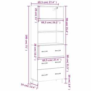 Skříň highboard šedá sonoma 69,5 x 34 x 180 cm kompozitní dřevo - obrázek 13