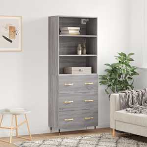 Skříň highboard šedá sonoma 69,5 x 34 x 180 cm kompozitní dřevo - obrázek 1