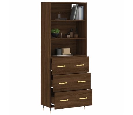 vidaXL Highboard Brown Oak 69.5x34x180 cm Engineered Wood