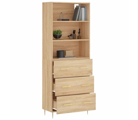 vidaXL augstais skapis, ozolkoka, 69,5x34x180 cm, inženierijas koks